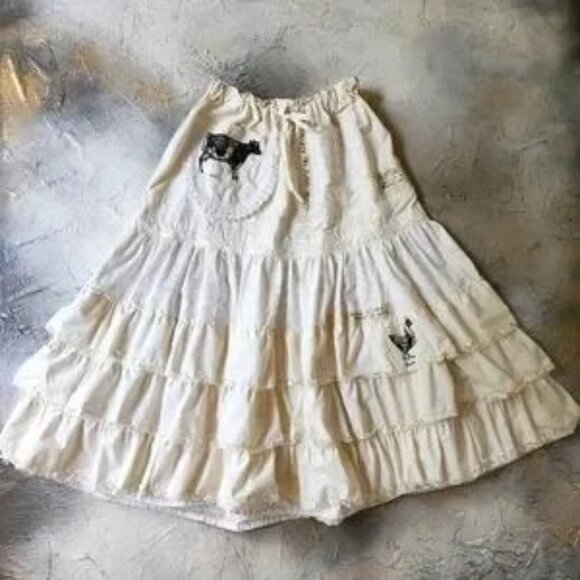 FINAL💛Boho Ruffle Maxi Skirt Patchwork Upcycled Antique Lace Magnolia Style - Picture 3 of 14